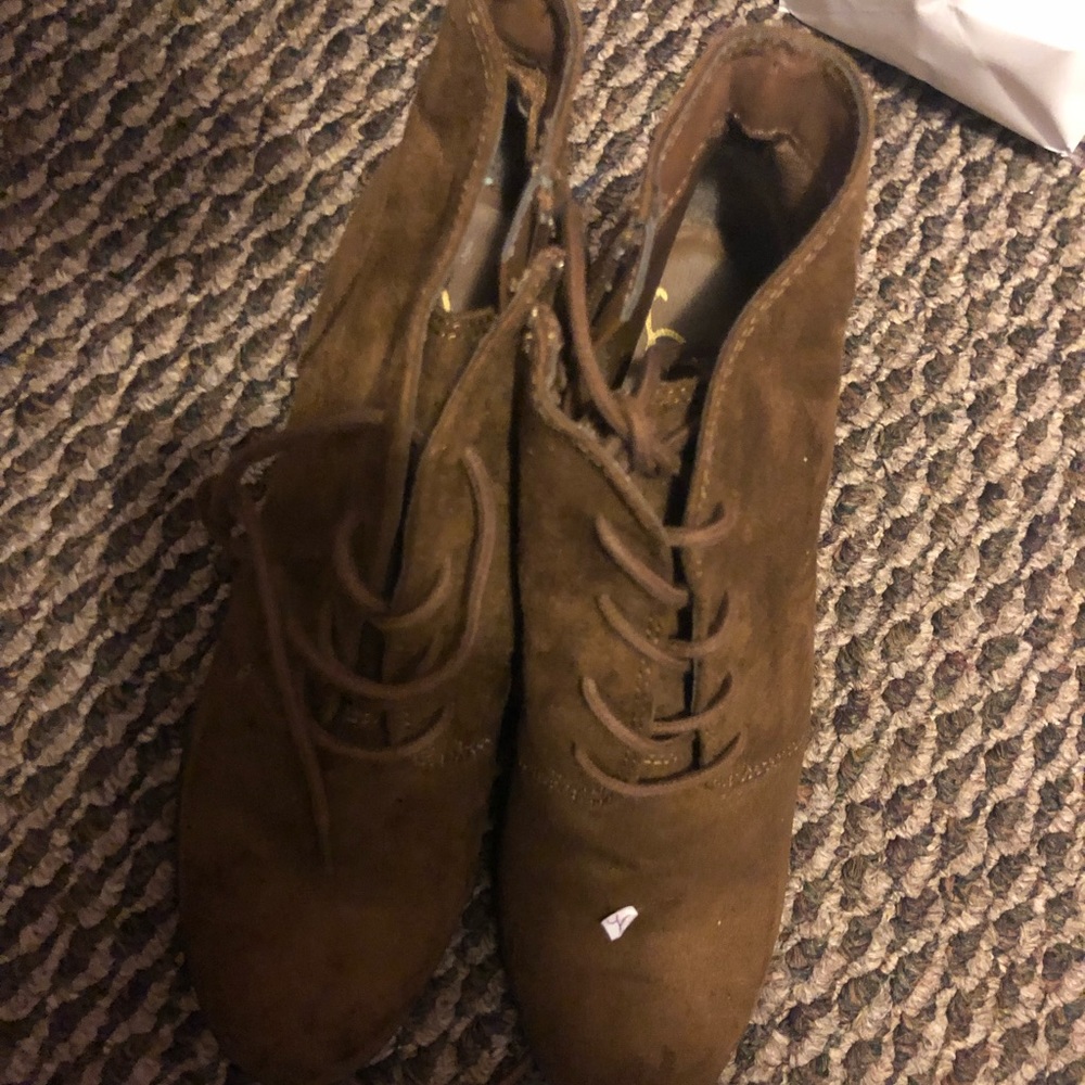 Brand new brown wedge low cut boots from Macy’s